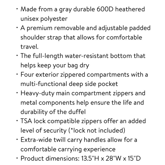 Swiss Tech 28" Excursion Travel Duffel Bag- Black - Picture 8 of 8